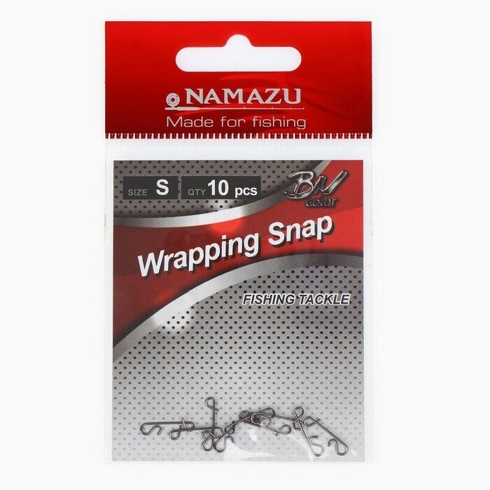 

Безузловая застежка Namazu WRAPPING SNAP, цвет BN, размер S, test-4 кг, упаковка 10 шт., Wrepping Snap