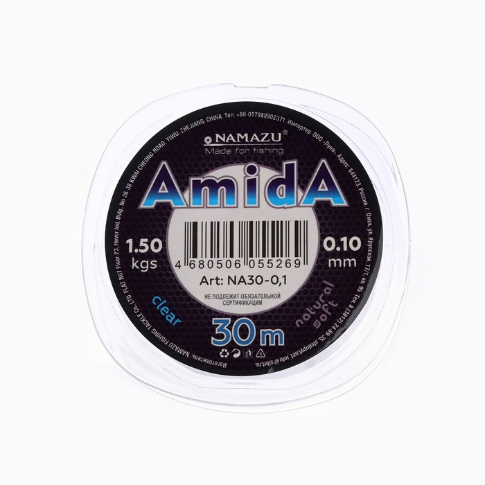 

Леска Naмazu Aмida, диаметр 0.1 мм, тест 1.5 кг, 30 м, прозрачная, упаковка 10 шт., Прозрачный