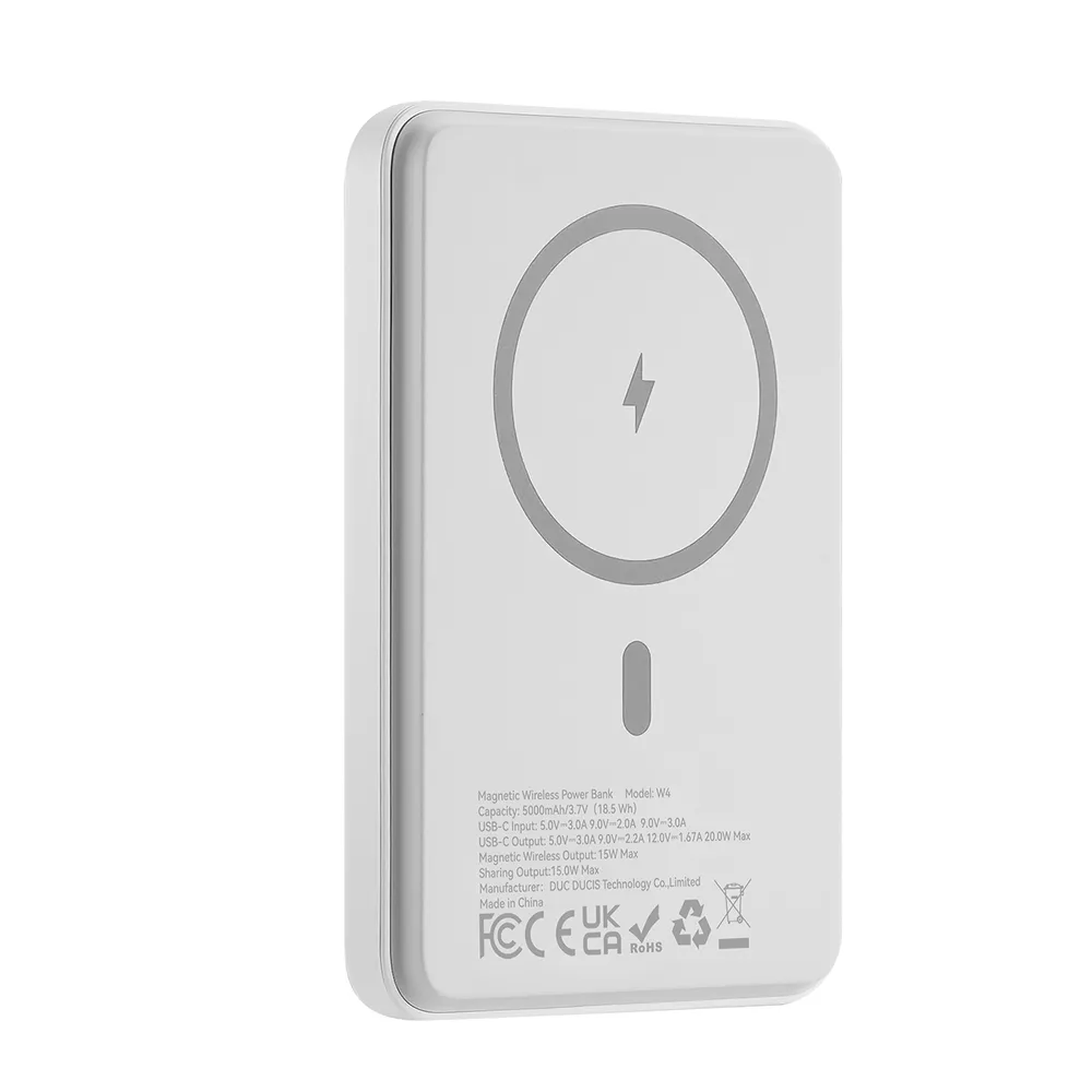 

Внешний аккумулятор Duzzona, с функцией MagSafe, W4 Series, 5000 mAh белый, W4