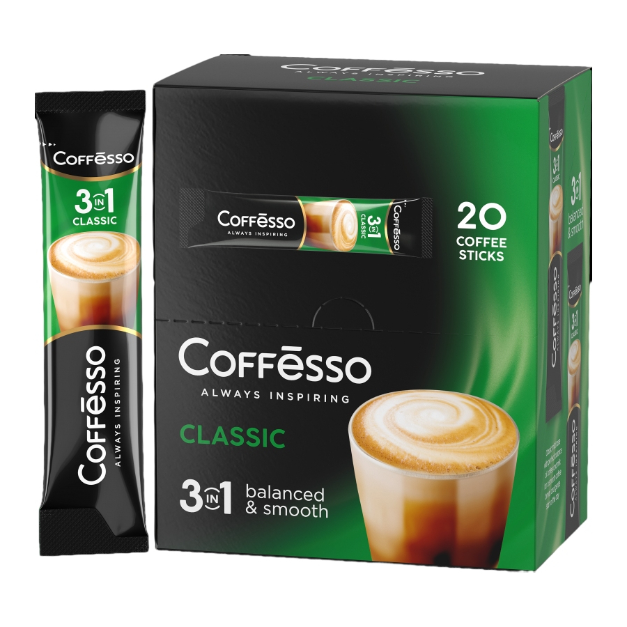 Напиток кофейный Coffesso Classic 3 в 1, растворимый, стик, 20x15 г