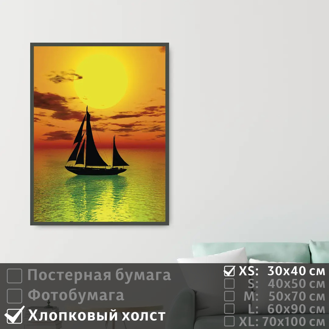 

Постер на холсте ПолиЦентр Яхта на закате 30х40 см, Яхтаназакате