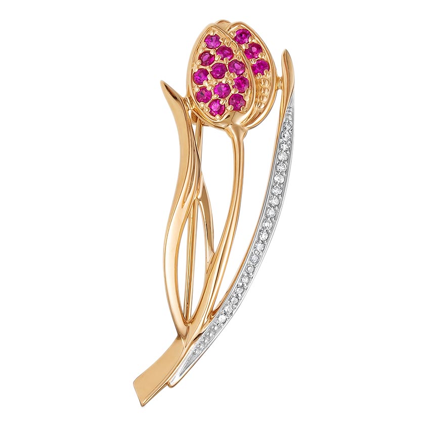 

Брошь из красного золота с рубином/бриллиантом Vesna jewelry 91982-151-15-00, 91982-151-15-00
