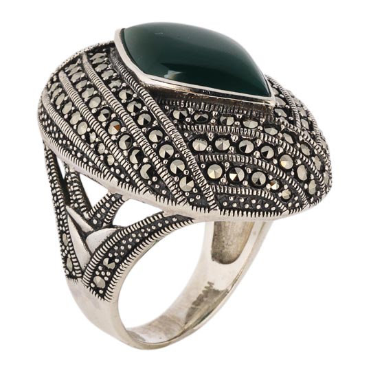 

Кольцо из серебра с Swarovski/хризопразом/марказитом р. 17 Марказит HR857-hrizopraz-mr, HR857-hrizopraz-mr