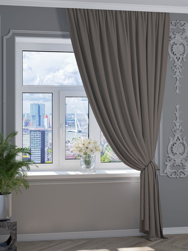 

Штора Портьера 1001 ШТОРА, Канвас, 240х150см, Светло-коричневый, для гостиной, спальни, CAN