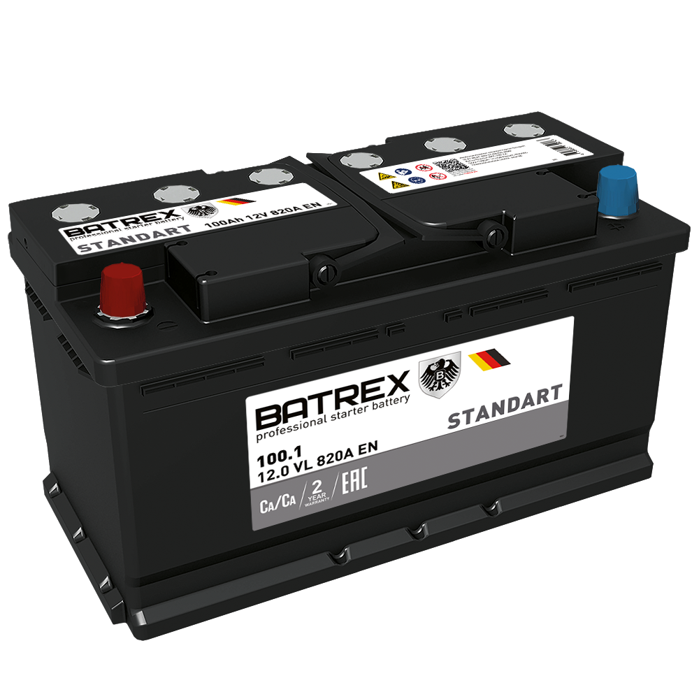 BATREX 4610082700727 Аккумулятор STANDART 100 Ah 820 A 352 x 175 x 190 прям 15950₽