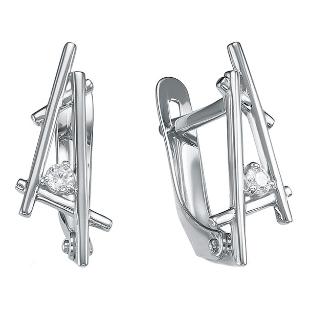 

Серьги из белого золота с фианитом Delta B129080-d, B129080-d