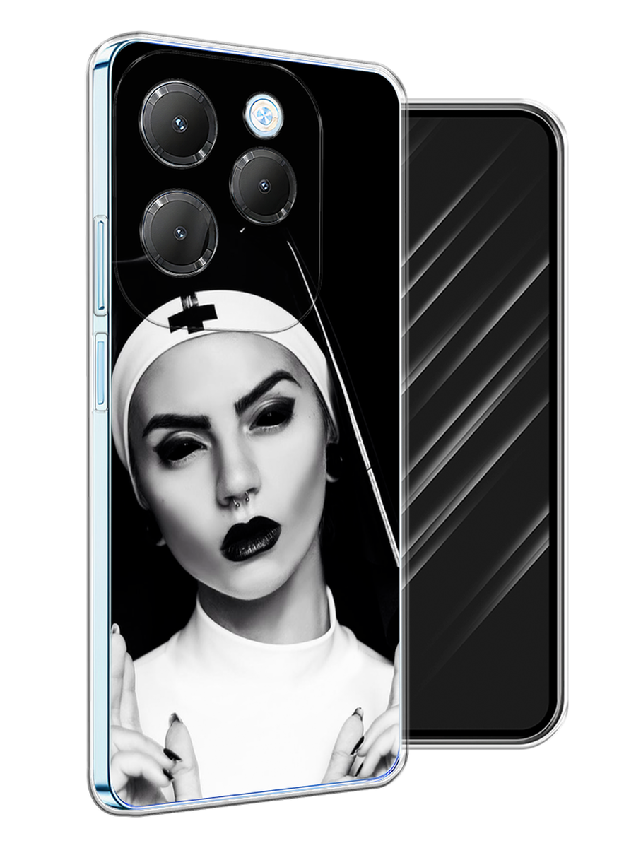 

Чехол Awog на Infinix HOT 40 "Черная монашка", Серый;черный, 3105250-1
