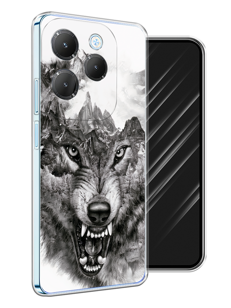 

Чехол Awog на Infinix HOT 40 "Волк в горах", Серый;белый;бежевый, 3105250-1