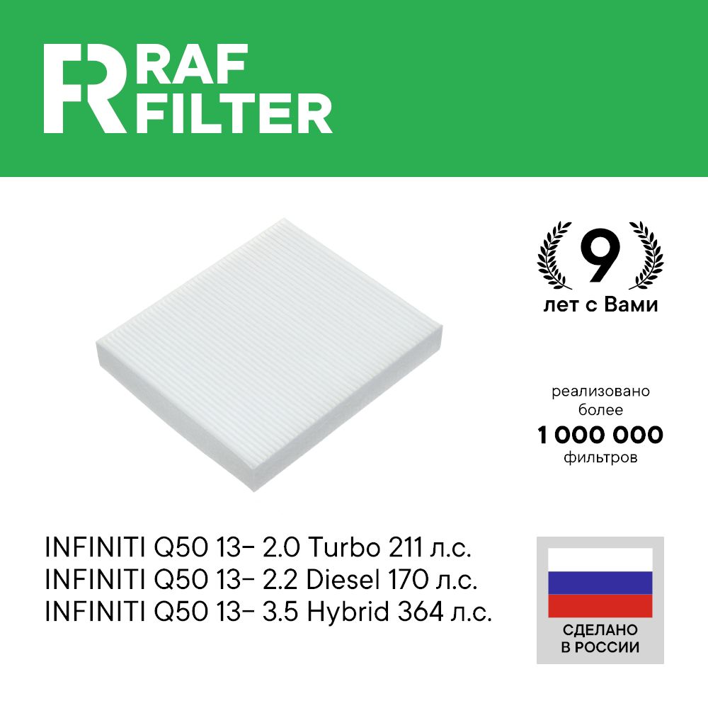 

Фильтр салона RAF Filter RST001INY Infiniti EX25 EX35 EX37 FX35 Q50 QX50 Nissan Patrol Y62