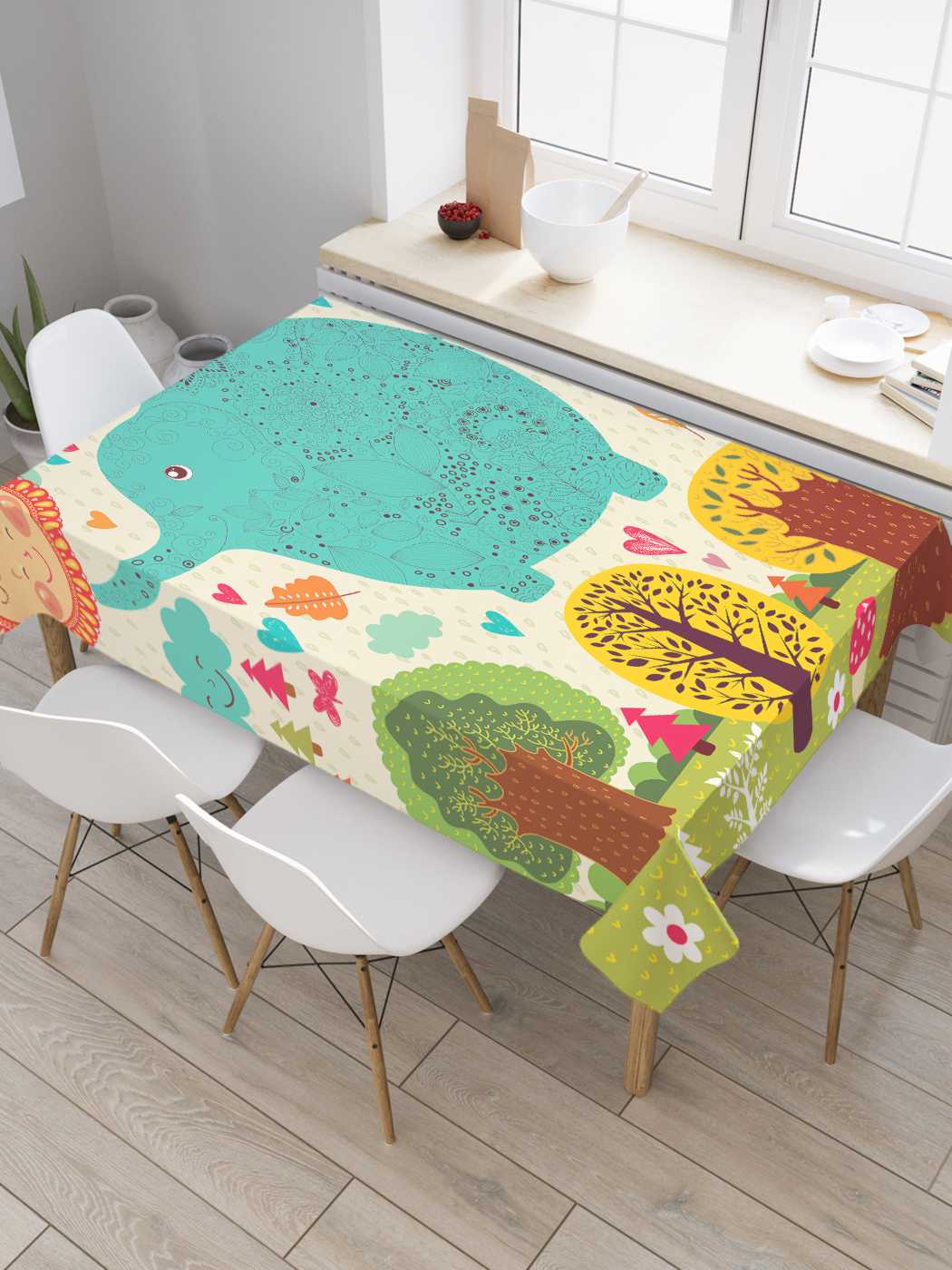 

Скатерть прямоугольная JoyArty "Счастливый мир" из оксфорда, 120x145 см, Бежевый, Счастливый мир