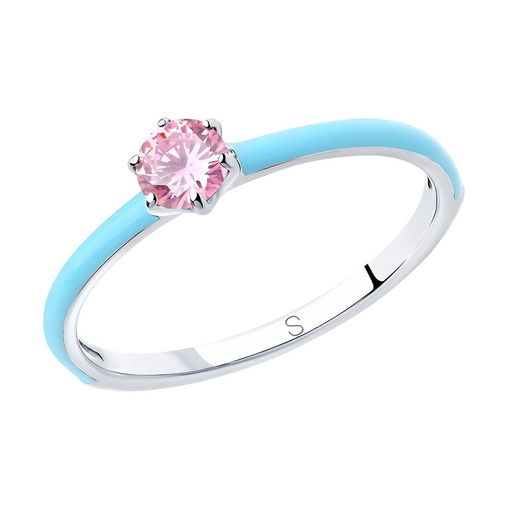 фото Кольцо из серебра с фианитом/эмалью р 19.5 sokolov 94012771