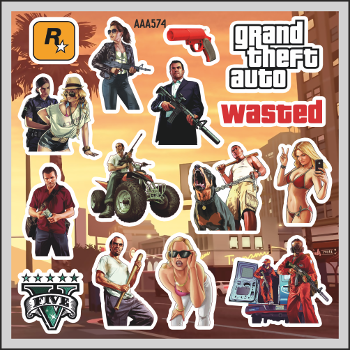 

Наклейка Наклейки за Копейки ГТА GTA 13шт 20х20см
