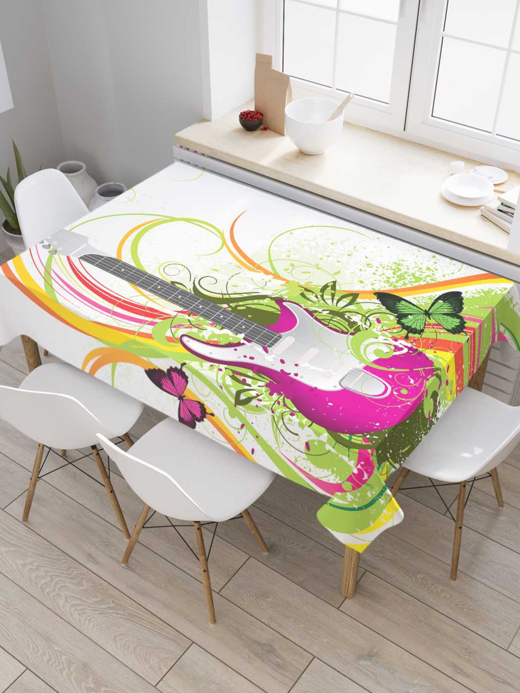 

Скатерть прямоугольная JoyArty "Красочный рок" из оксфорда, 120x145 см, Зеленый, Красочный рок