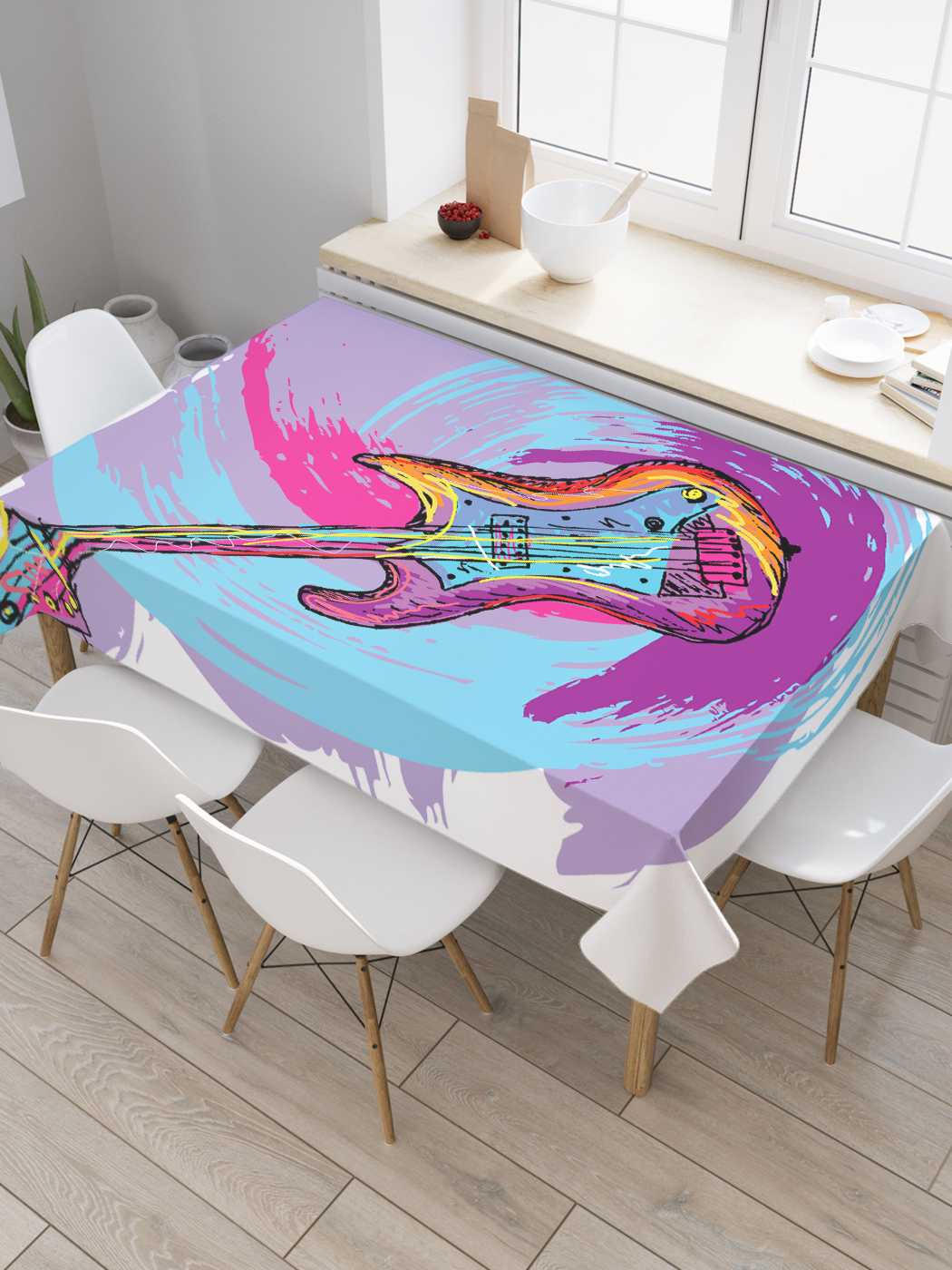 

Скатерть прямоугольная JoyArty "Гитарный мираж" из оксфорда, 120x145 см, Зеленый, Гитарный мираж