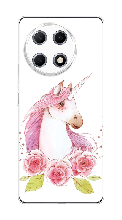 

Чехол на Tecno Camon 30S Единорог цветы, Белый;розовый;серый, 309650-1