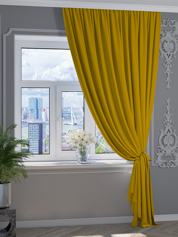 

Штора Портьера 1001 ШТОРА, Канвас, 280х600см, Жёлтый, для гостиной, спальни, CAN