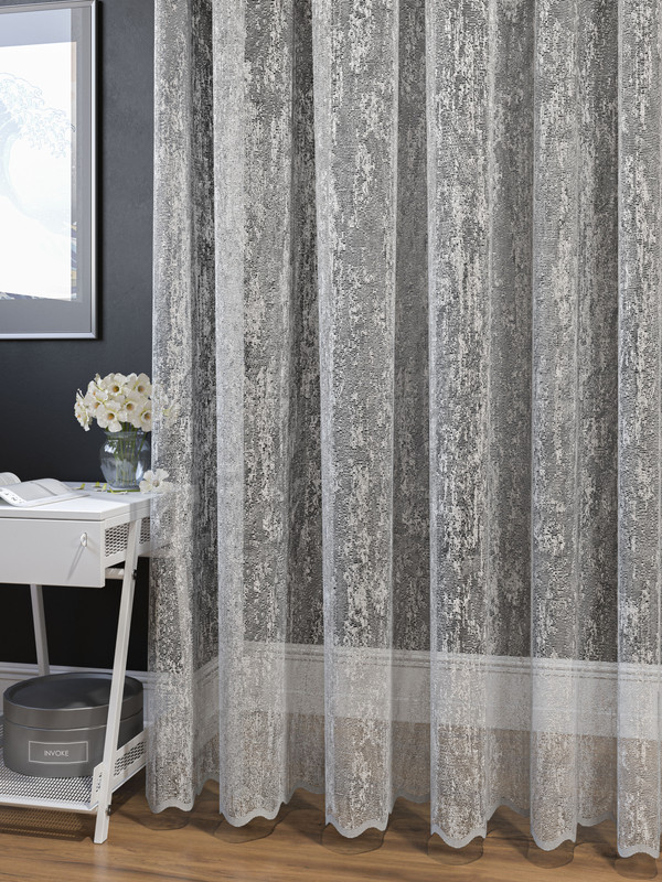 

Тюль 1001 ШТОРА, Мрамор сетка, 260х1000 см, Белый, для гостиной, спальни и кухни, MRKR