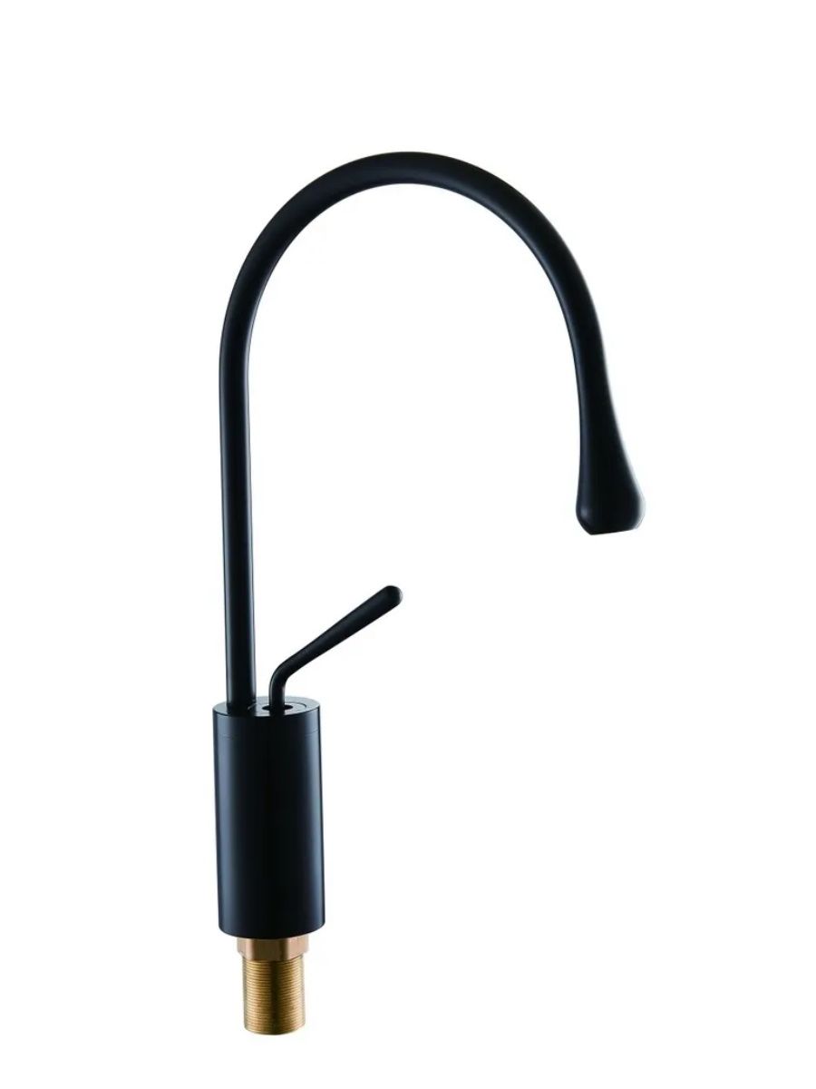 Смеситель для кухни Potato P41282-6 с высоким поворотным изливом, 1-рычажный, черный смеситель для кухни potato p49238 10 1 ручка с поворотным изливом 280мм желтая ручка