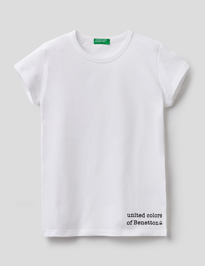 

Футболка для девочек Benetton цв. белый р.110, 21A_3I1XC15I2