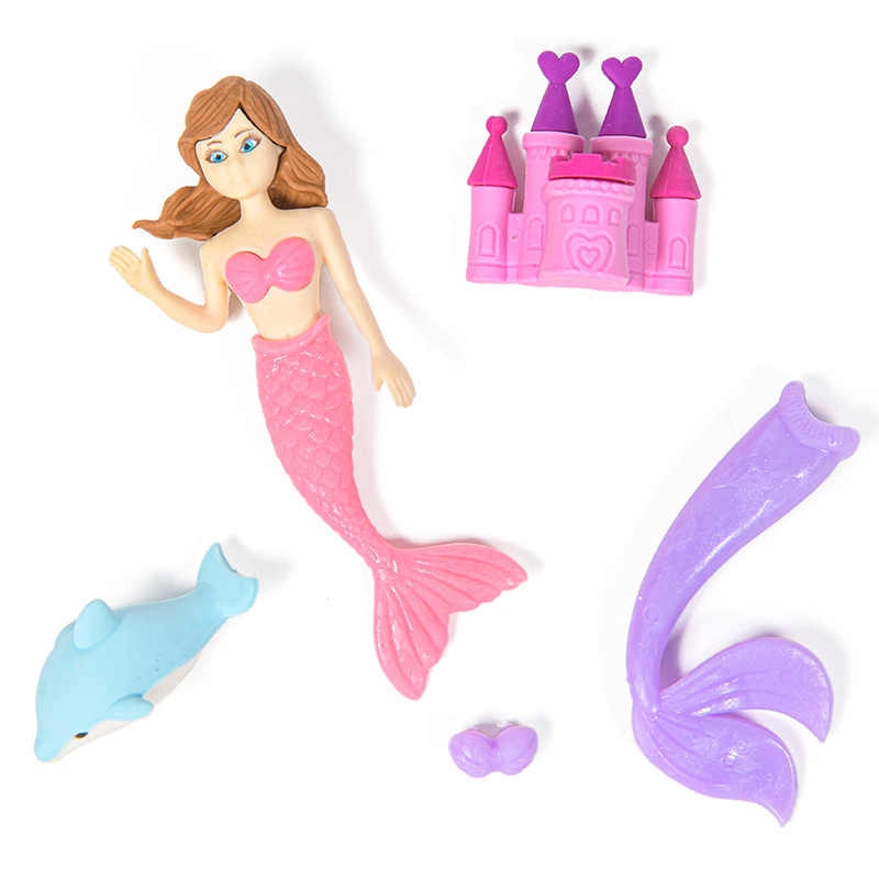 Детский набор CH0011 из 5 ластиков для девочек Русалочка MC-Basir с дельфином и замком