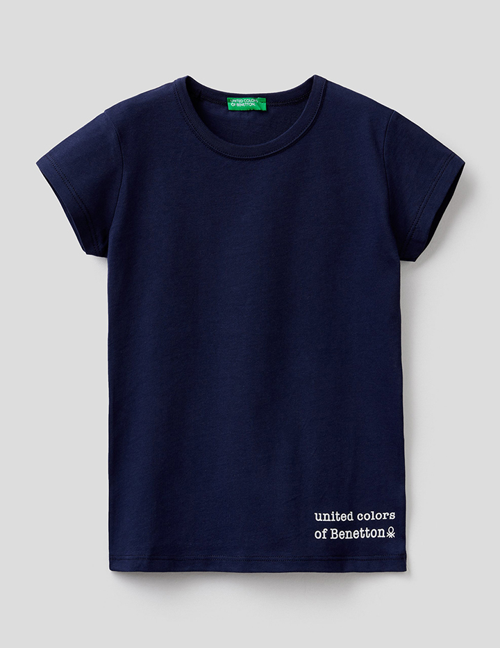 

Футболка для девочек Benetton цв. синий р.128, 21A_3I1XC15I2