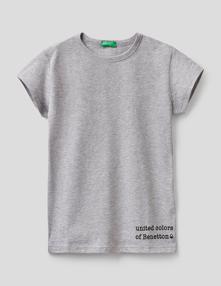 

Футболка для девочек Benetton цв. серый р.110, 21A_3I1XC15I2