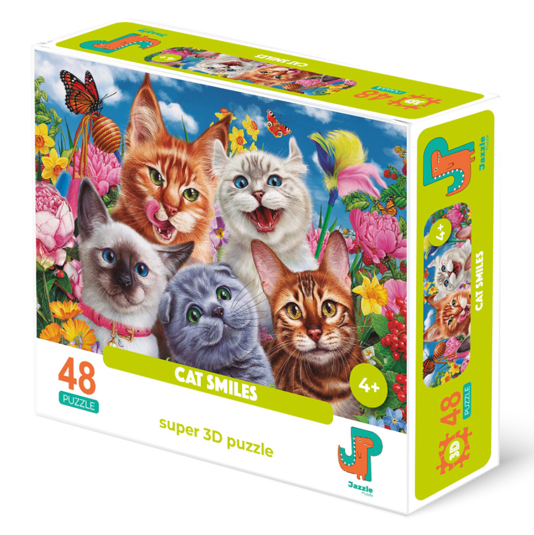 

Пазл 3D Jazzle Puzzle Кошки улыбаются 48 деталей, Кошки улыбаются