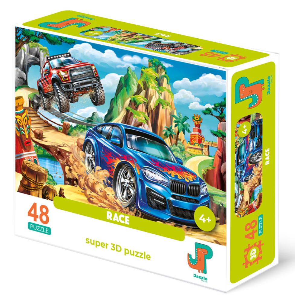 

Пазл 3D Jazzle Puzzle Гонки 48 деталей, Гонки