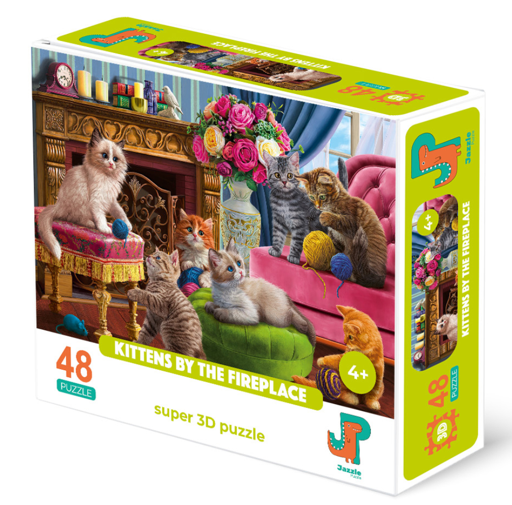

Пазл 3D Jazzle Puzzle Котята у камина 48 деталей, Котята у камина