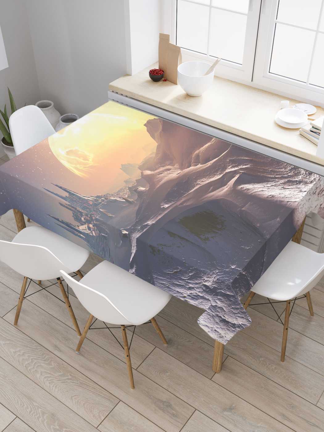 

Скатерть прямоугольная JoyArty "Солнечный рельеф" из оксфорда, 120x145 см, Фиолетовый, Солнечный рельеф