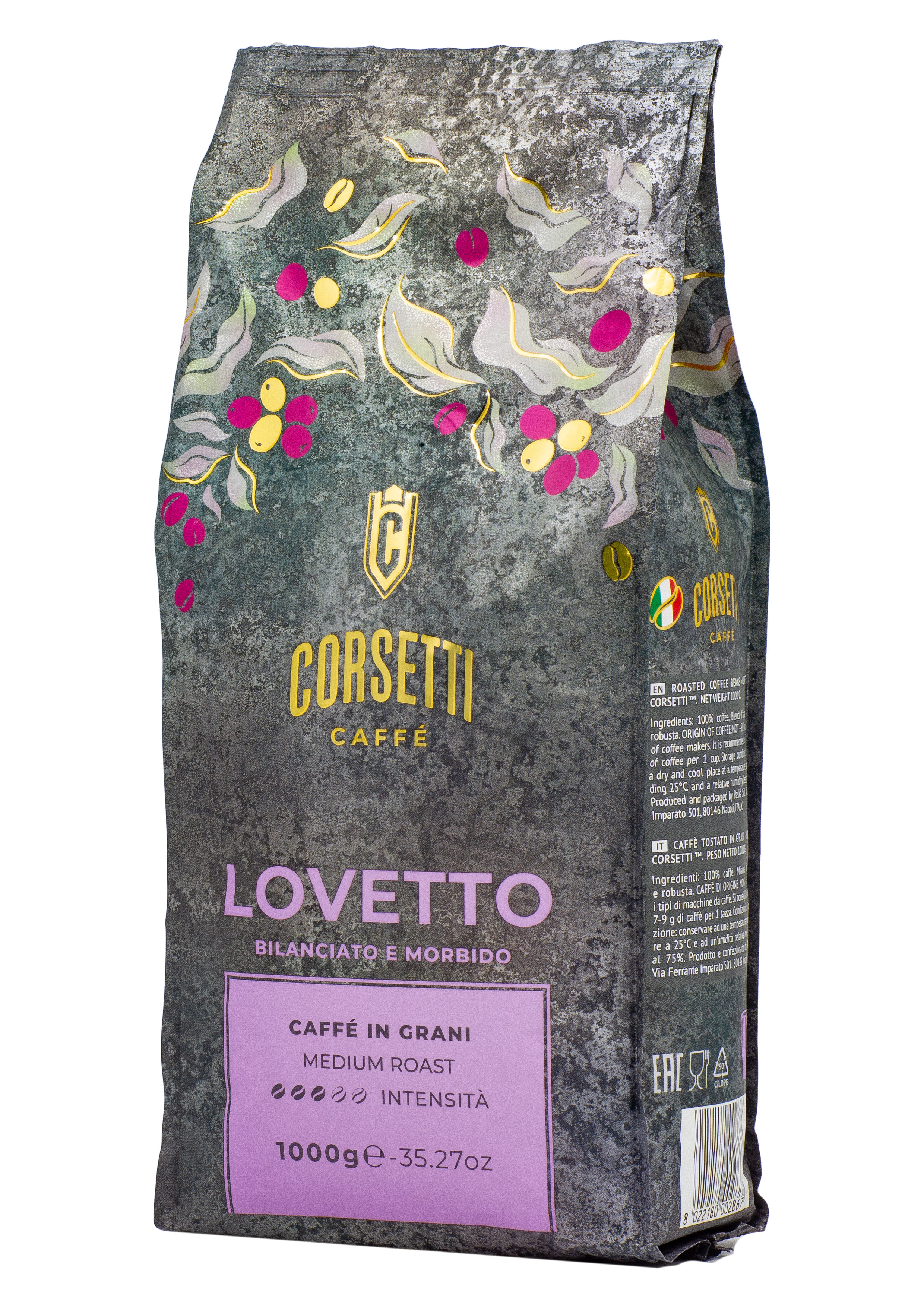 Кофе в зернах Corsetti Lovetto средней обжарки, 1 кг