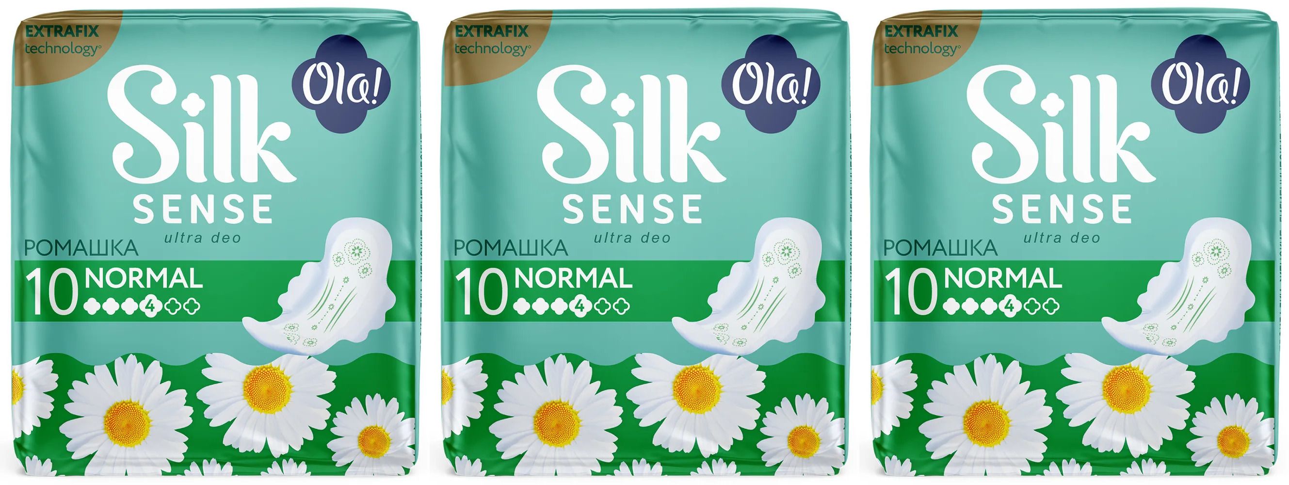 Гигиенические прокладки Ola Silk Sense Ultra Normal Ромашка 150 г 10штук 3 упаковки ola silk sense ватные диски 120