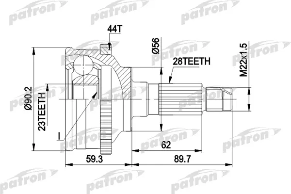 

Шрус Наружн К-Кт 28X56X23 Abs:44T Mazda: 626 Iv 91 - 97, 626 Iv Hatchback 91 - 97