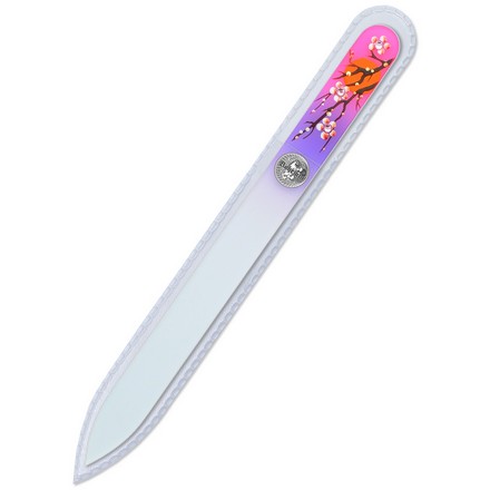 Пилка стеклянная Bohemia Сакура роспись розовая 135 мм pink up пилка для ногтей accessories стеклянная грит