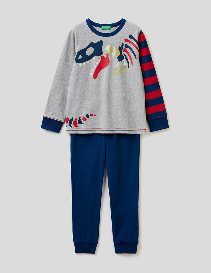 

Пижама для мальчиков Benetton цв. серый р.146, 21A_3I8X0P2FE