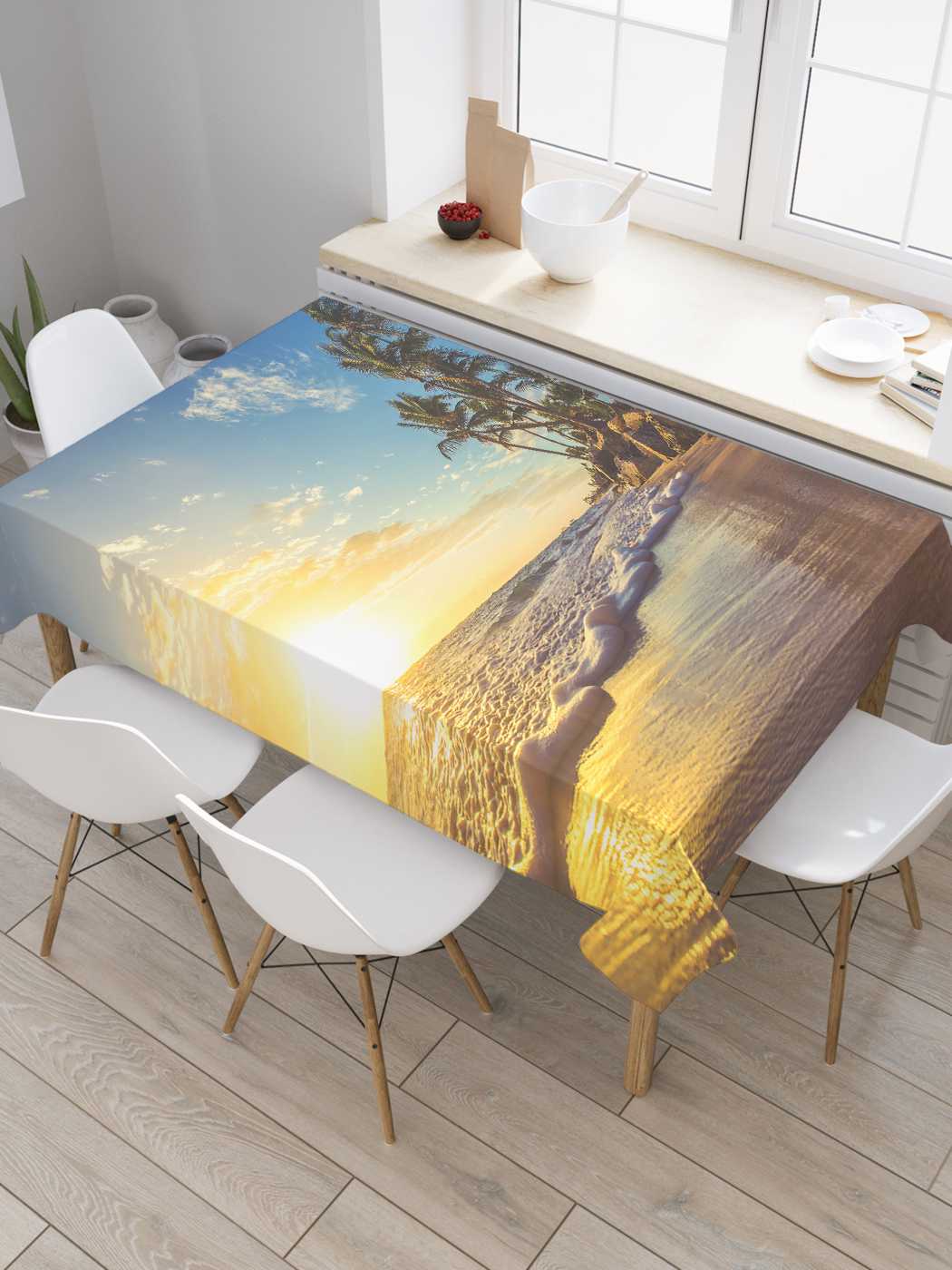 

Скатерть прямоугольная JoyArty "Утренний прибой" из оксфорда, 120x145 см, Утренний прибой