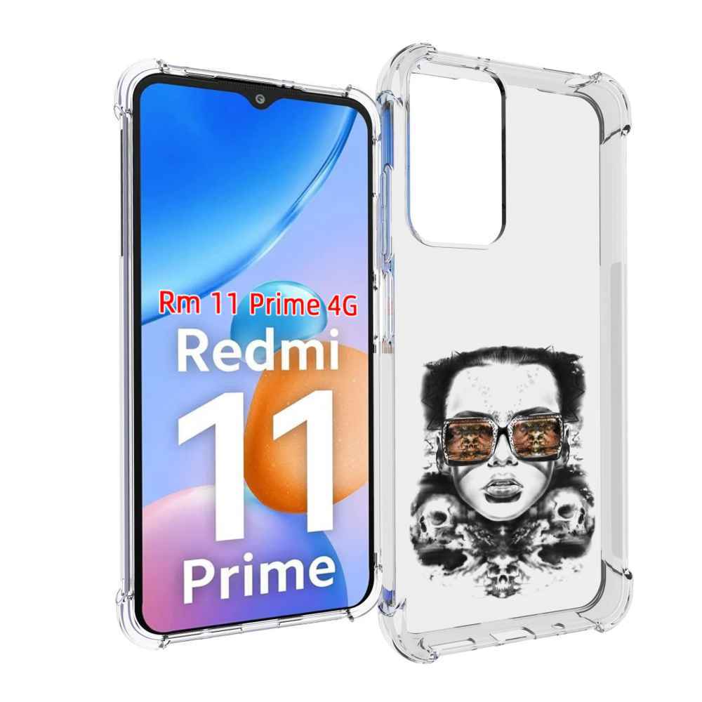 Чехол MyPads девушка с черепами в очках женский для Xiaomi Redmi 11 Prime 4G