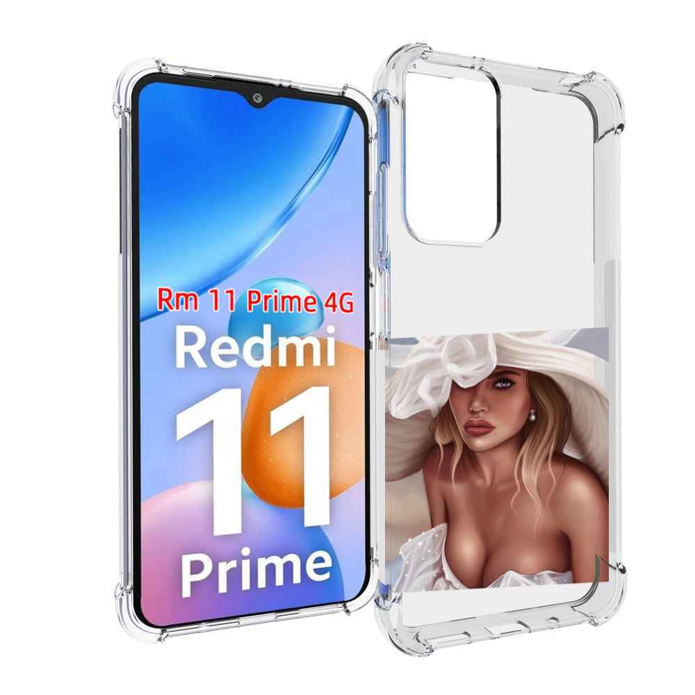 Чехол MyPads девушка-в-белой-шляпе женский для Xiaomi Redmi 11 Prime 4G