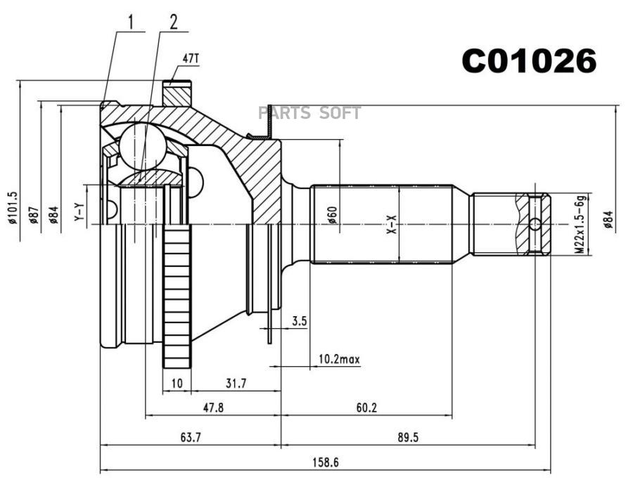 

ШРУС внешний передний SANGSIN C01026, C01026