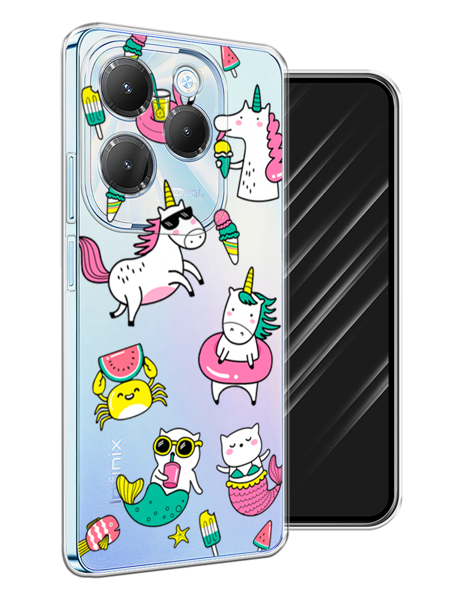 

Чехол Awog на Infinix HOT 40 "На отдыхе", Белый;бирюзовый;розовый, 3105250-1