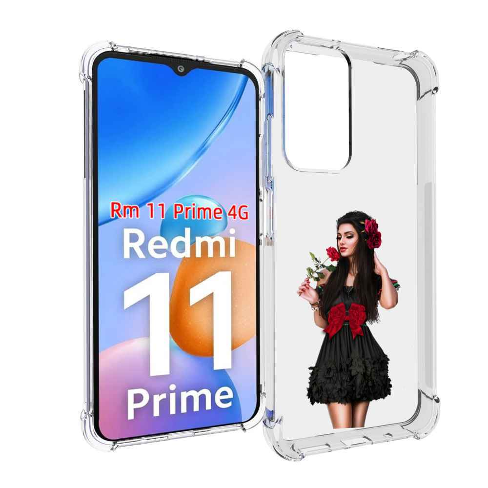 

Чехол MyPads девушка-в-черном-платье-с-розой женский для Xiaomi Redmi 11 Prime 4G, Прозрачный, Tocco