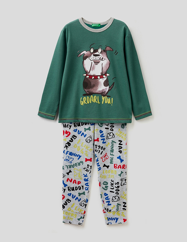 

Пижама для мальчиков Benetton цв. зеленый р.98, 21A_3I8X0P2FH