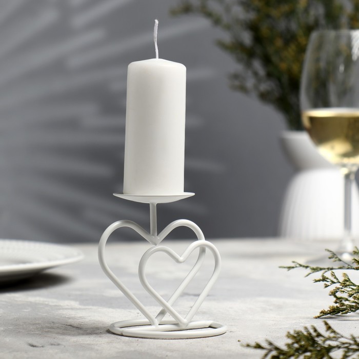 фото Подсвечник металл на 1 свечу "валентин 3", 10,7х10 см, белый nobrand