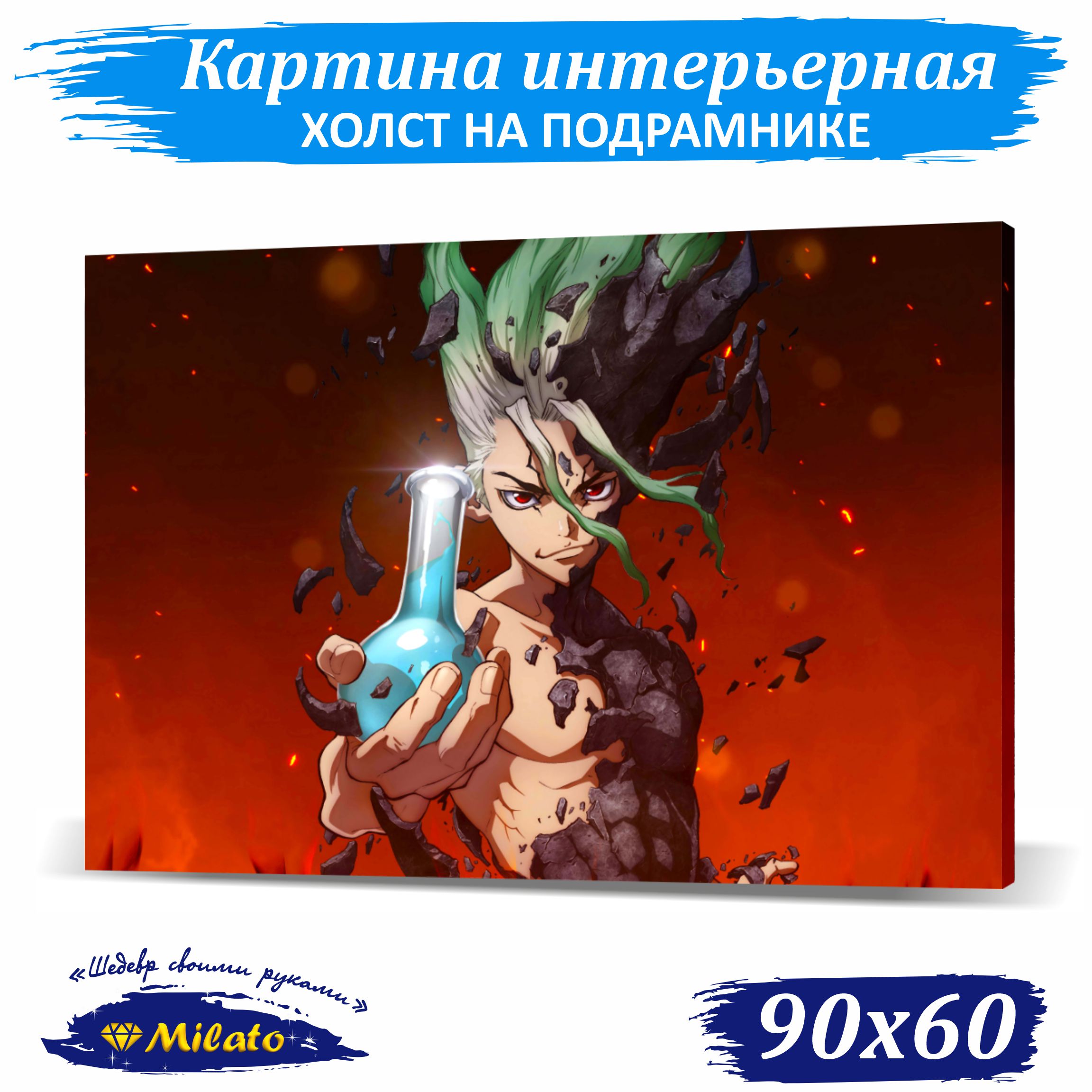 

Картина интерьерная на холсте Milato Доктор Стоун IP96-001 90x60см, Доктор Стоун