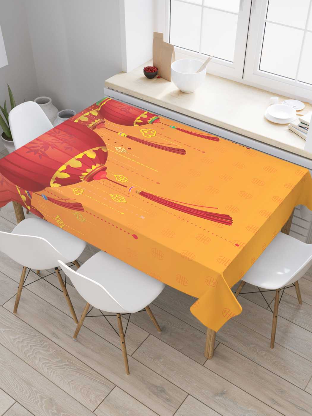 

Скатерть прямоугольная JoyArty "Взлетающие фонари" из оксфорда, 120x145 см, Оранжевый, Взлетающие фонари