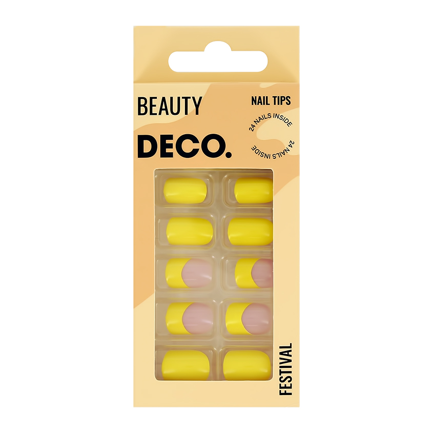 Набор накладных ногтей с клеевыми стикерами Deco. BEAUTY festival yellow fun набор нашивок овечка 2 5 × 2 5 см 10 шт бежевый
