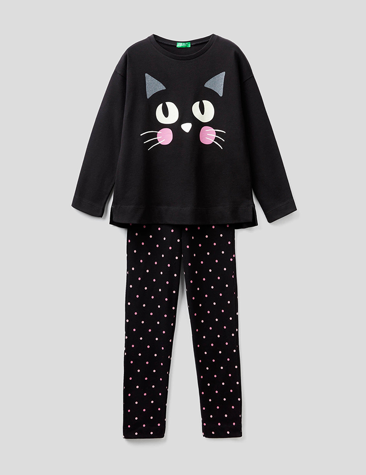 

Пижама для девочек Benetton цв. черный р.98, 21A_3I8X0P2FL