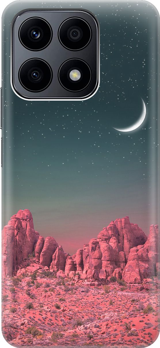 

Силиконовый чехол на Honor X8a с принтом "Месяц над розовыми горами", Розовый;черный, 158884