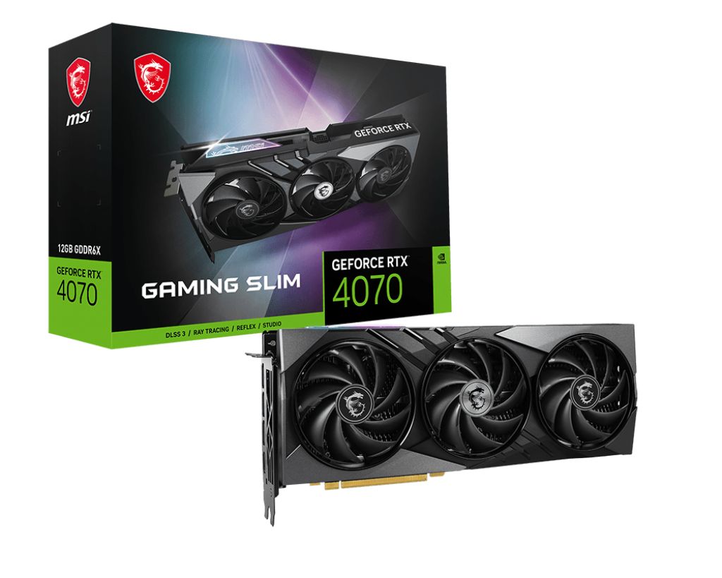 

Видеокарта MSI NVIDIA GeForce RTX 4070 GAMING SLIM, GeForce RTX 4070 GAMING SLIM