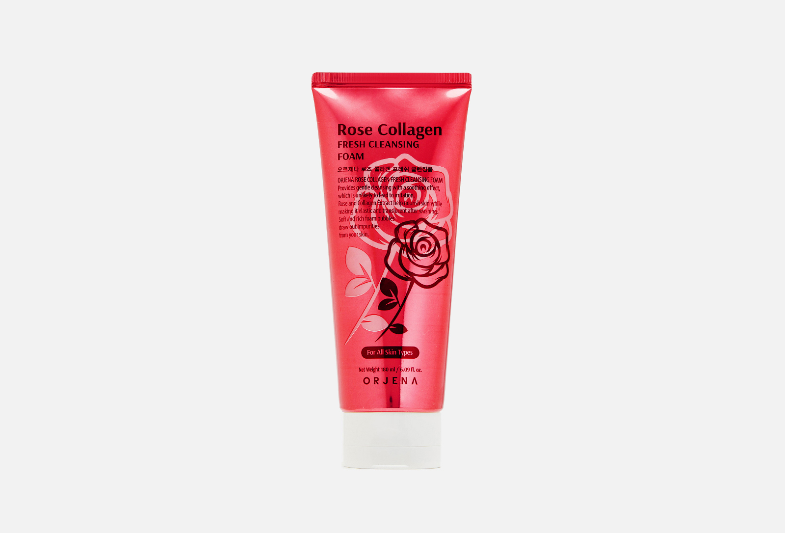 Пенка для умывания с экстрактом розы ORJENA Rose Collagen Fresh Cleansing Foam 180 мл